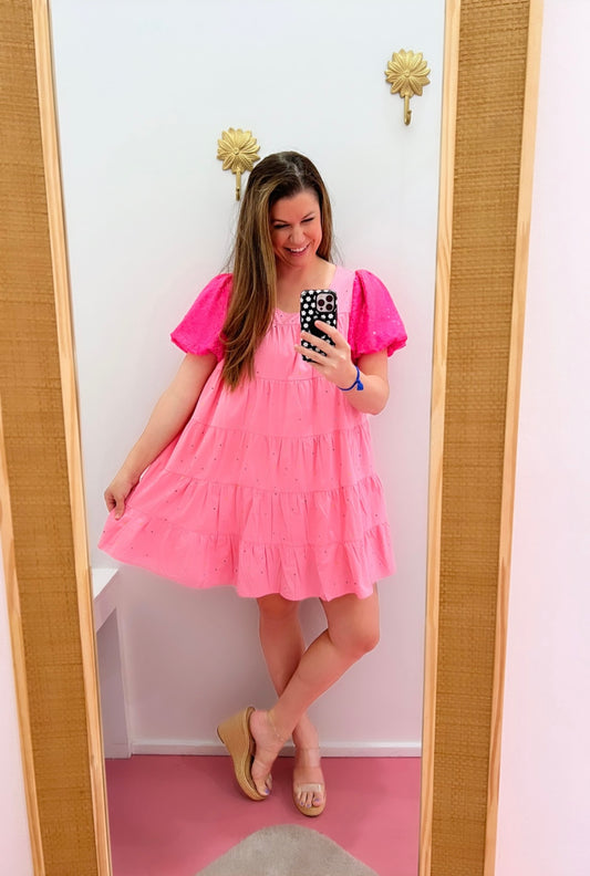 Pink Poplin Mini Dress